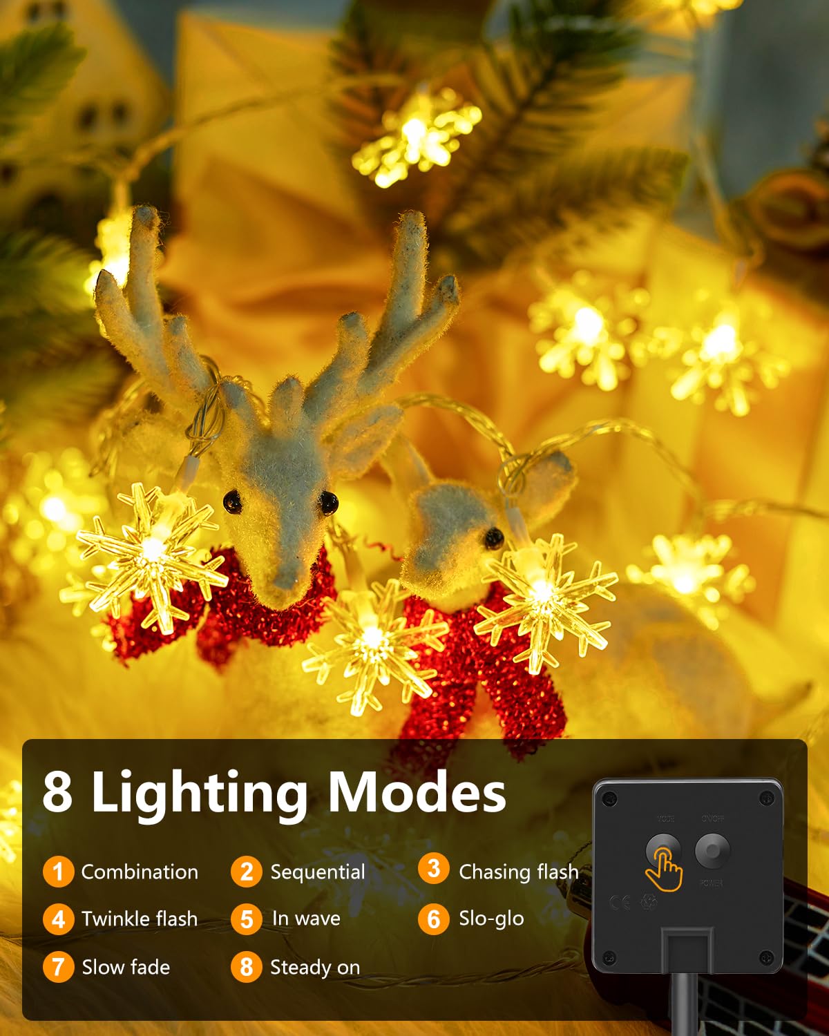 Foto 3 pulgar | Cadena De Luces Solares Navideñas Con Forma De Copos De Nieve Brightown, 72 Pies - Venta Internacional.