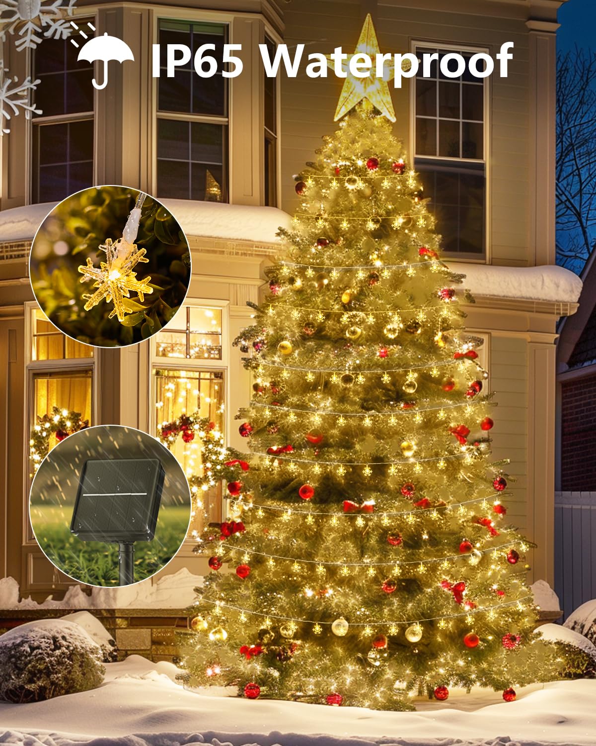 Foto 5 | Cadena De Luces Solares Navideñas Con Forma De Copos De Nieve Brightown, 72 Pies - Venta Internacional.