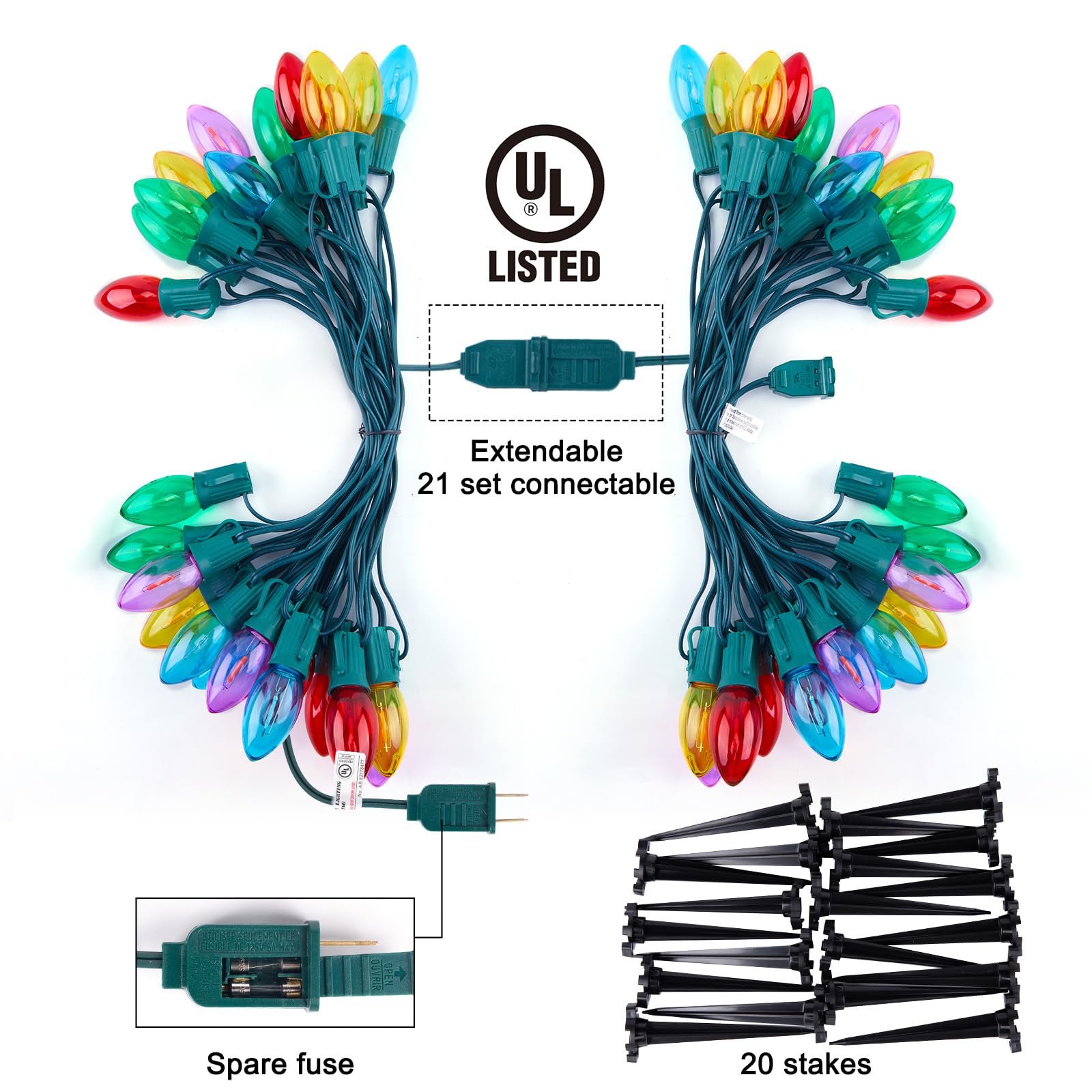 Foto 7 | Cadena De Luces Navideñas Brightown C9, 7,8 M, 20 Led, Multicolor - Venta Internacional.