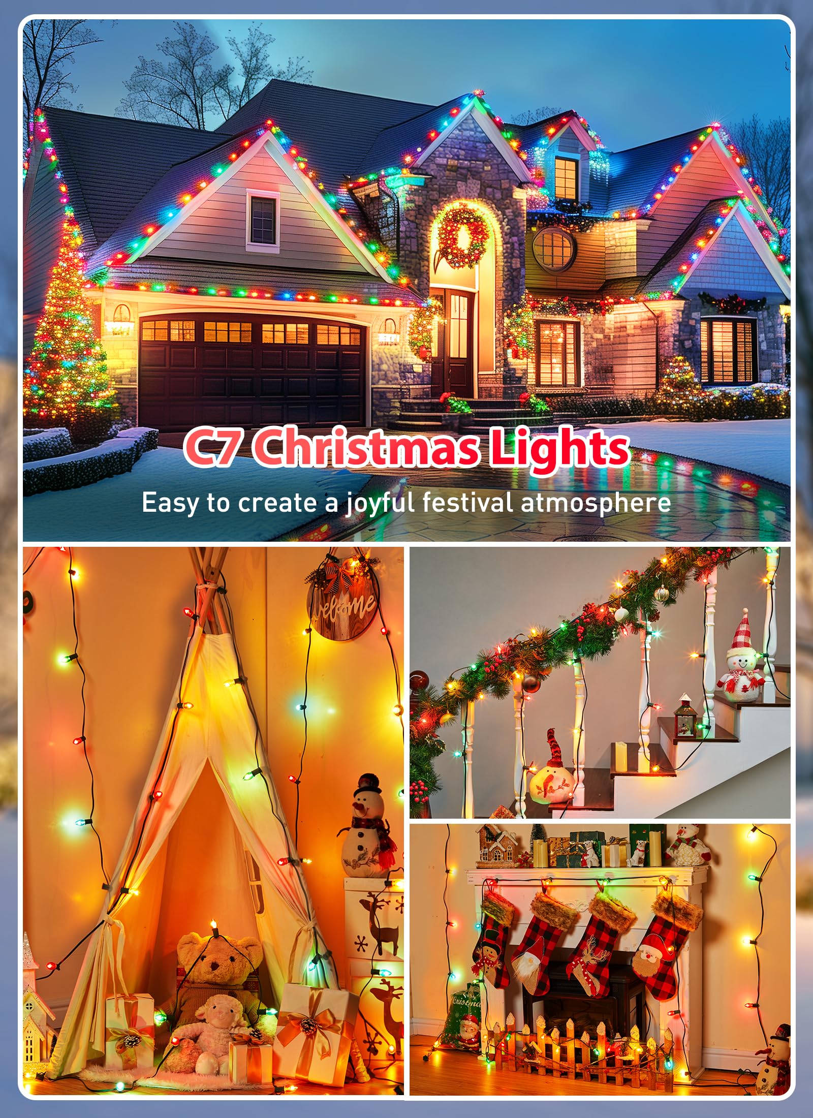 Foto 6 | Juego De Guirnaldas De Luces Navideñas Minetom C7 Multicolor De 15 M - Venta Internacional.
