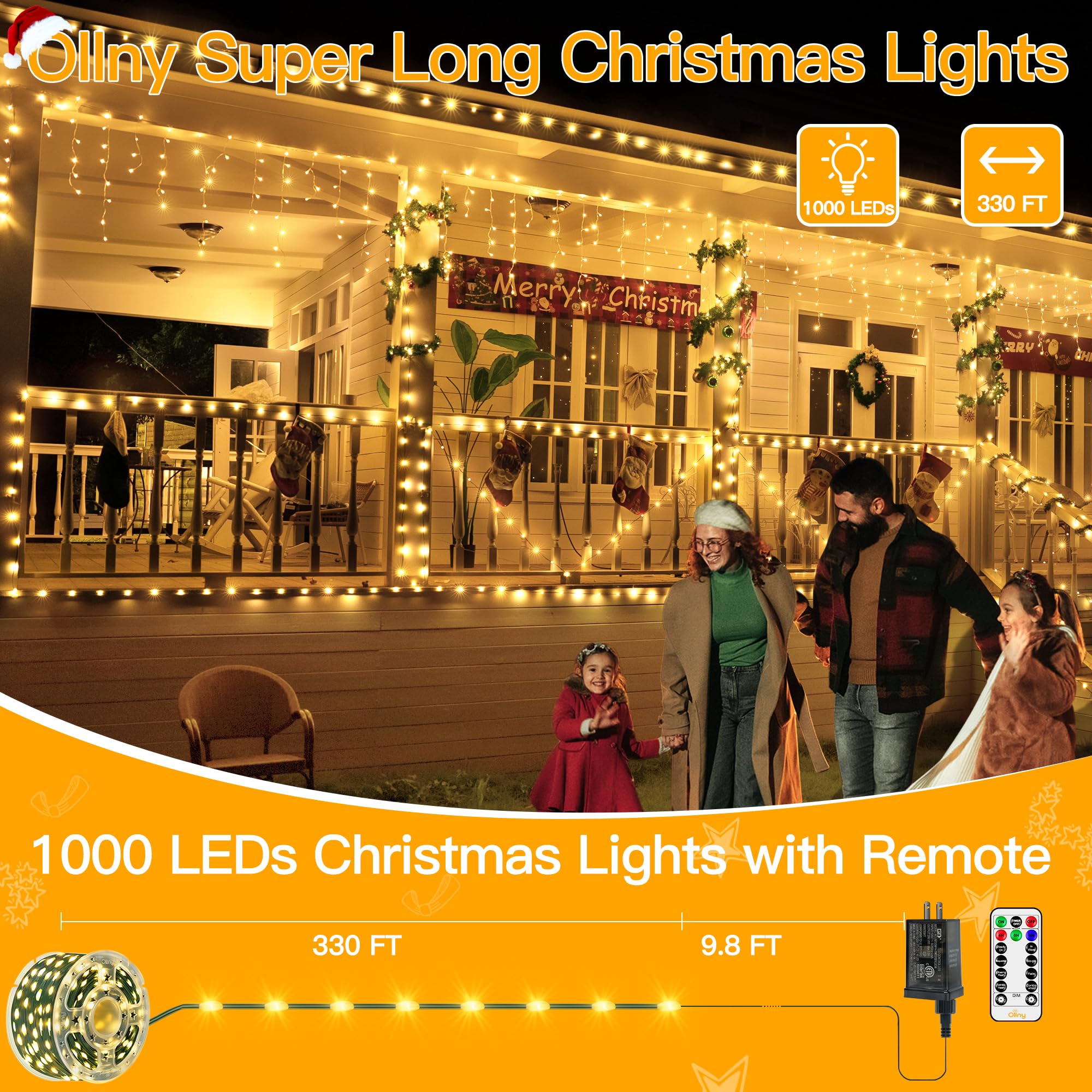 Foto 3 pulgar | Luces Navideñas Ollny 1000 Led 100 m IP67 Impermeables color Blanco Cálido - Venta Internacional