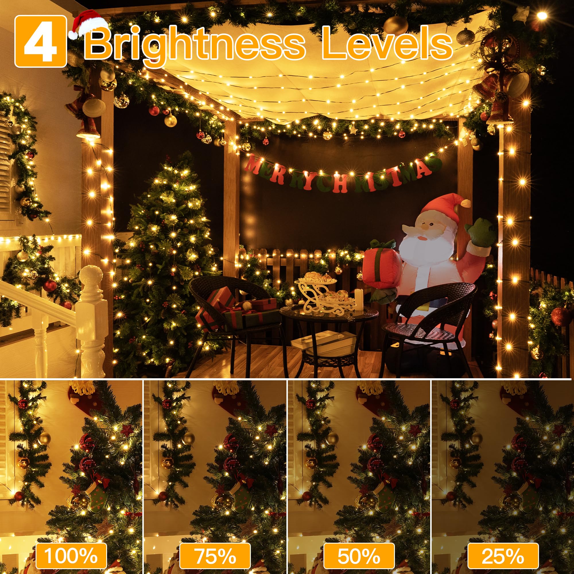 Foto 7 | Luces Navideñas Ollny 1000 Led 100 m IP67 Impermeables color Blanco Cálido - Venta Internacional