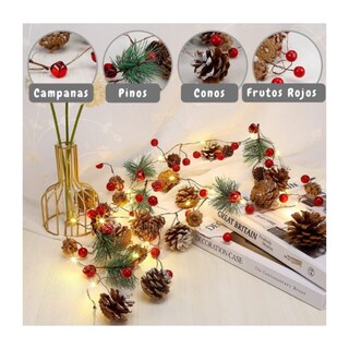Foto 4 | Lámpara Con Forma De Guirnalda, Ancho, Diseño De Pinos Navideños Y Frutos Rojos, 2,5 M, 80 Led - Venta Internacional.