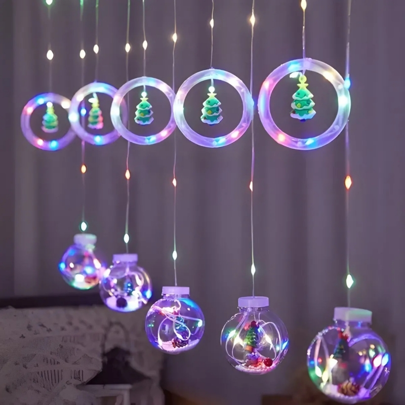 Foto 5 pulgar | Luces Navideñas Con Forma De Cascada, Diseño De Guirnalda, Arosbola, 220 V - Venta Internacional.