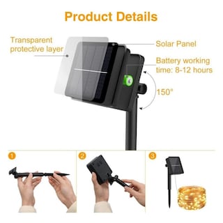 Foto 3 | Paquete De Guirnaldas Fairy Light, 2 Unidades, 10 M, 100 Cables Led, Recargas Solares - Venta Internacional.