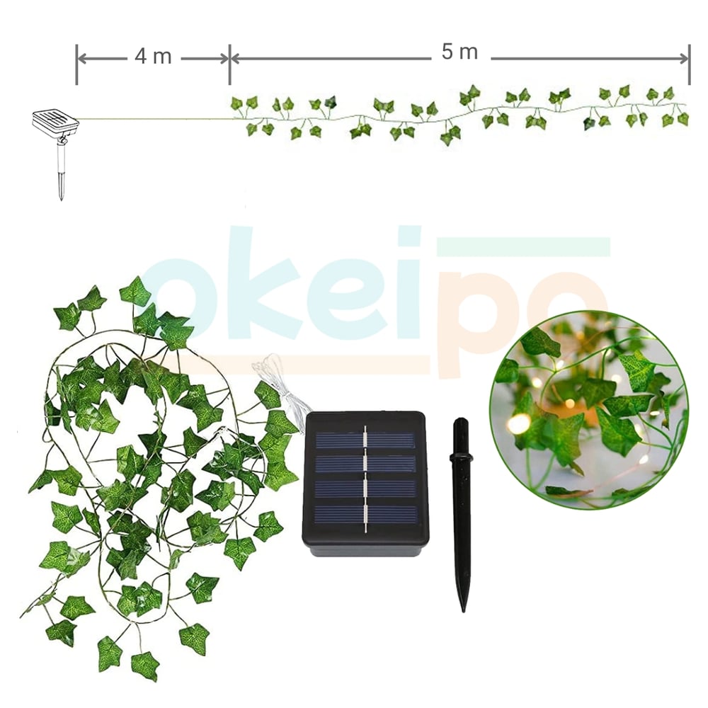 Foto 3 pulgar | Guirnalda Solar Con Tiras De Hojas Y Luces Led De 5 M - Venta Internacional.