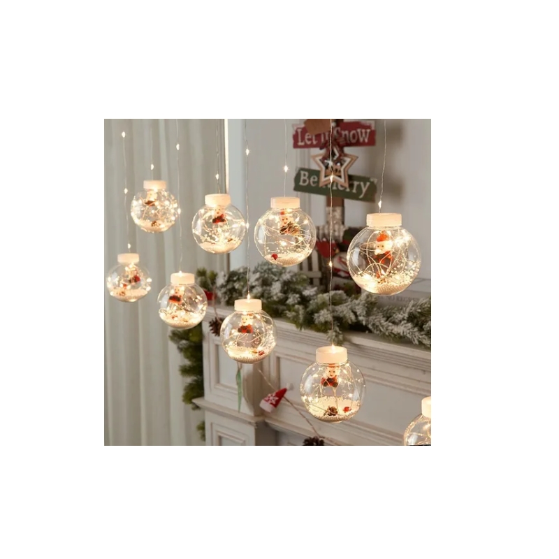 Foto 3 pulgar | Cadena De Luces Led Para Cortinas, Bolas Navideñas, 3 M, Con Panel Solar - Venta Internacional.