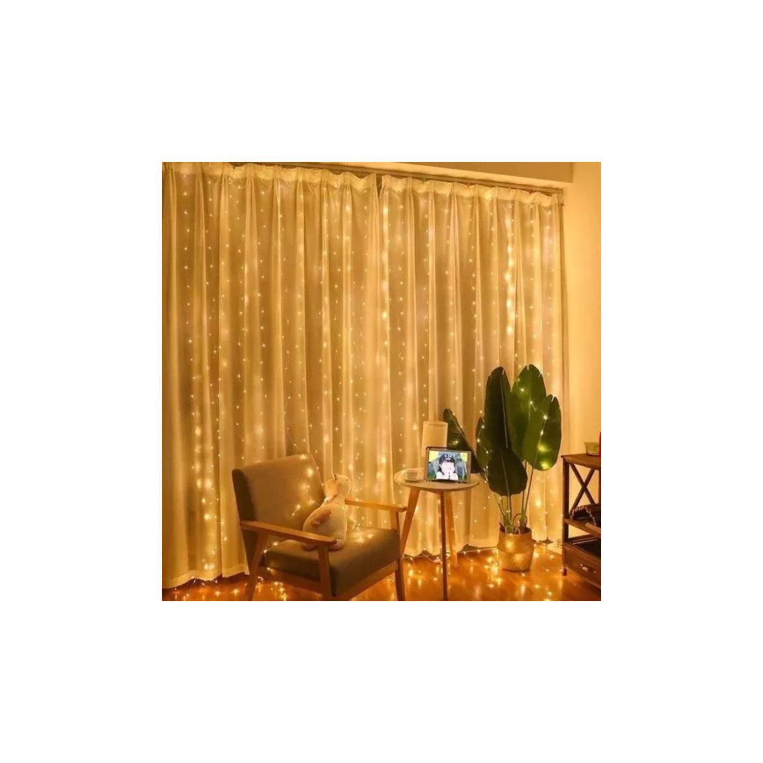 Cortina Navideña Guirnalda con Forma de Cascada 3x2 m Warm Stream - Venta Internacional