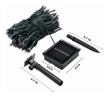 Foto 3 | Guirnalda Navideña Solar 10m 100 Led Cálidos Paquete de 2 Unidades - Venta Internacional