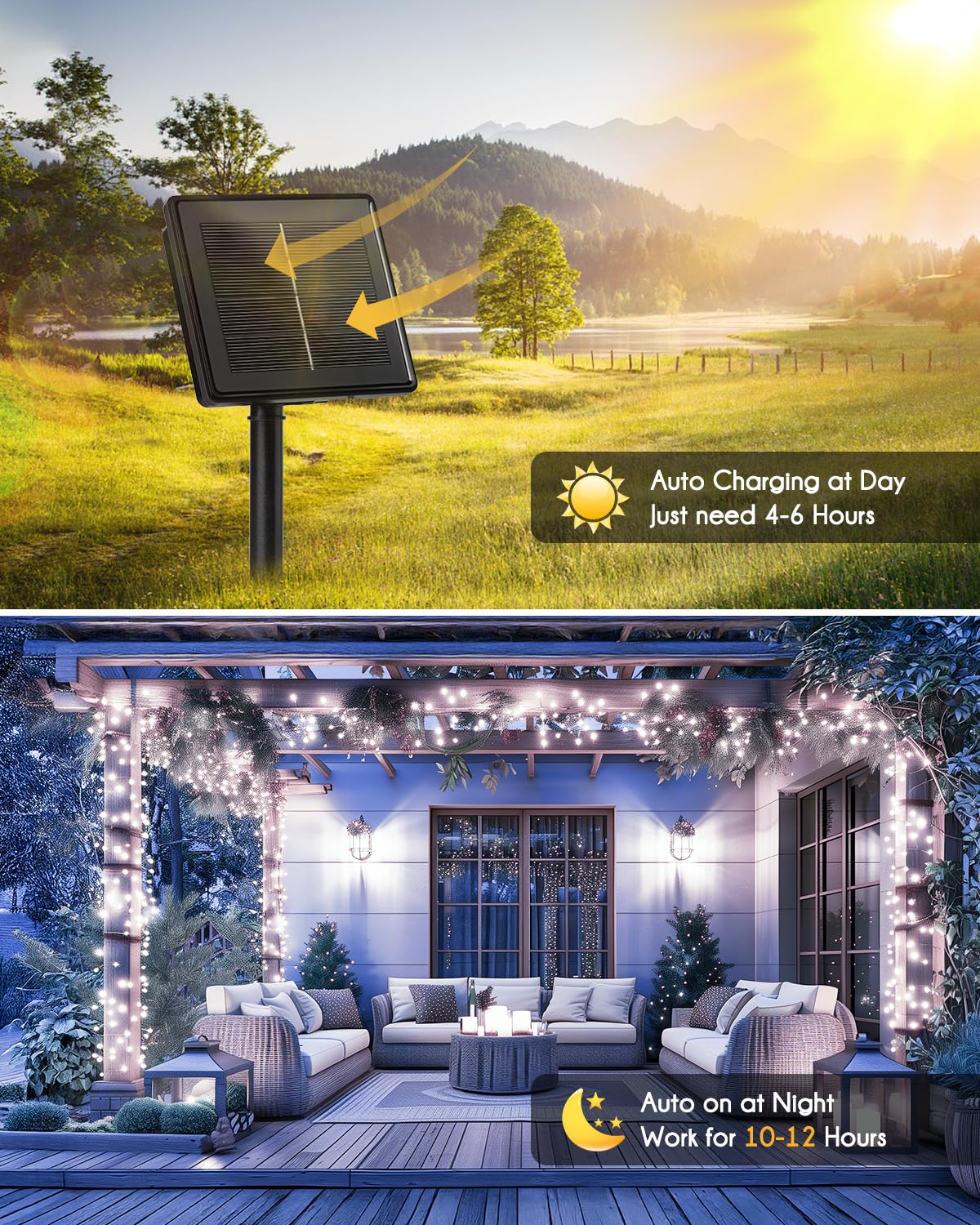 Foto 3 | Guirnalda De Luces Solares Brightown 480 Led De 12 M, 2 Paquetes, Impermeables - Venta Internacional.