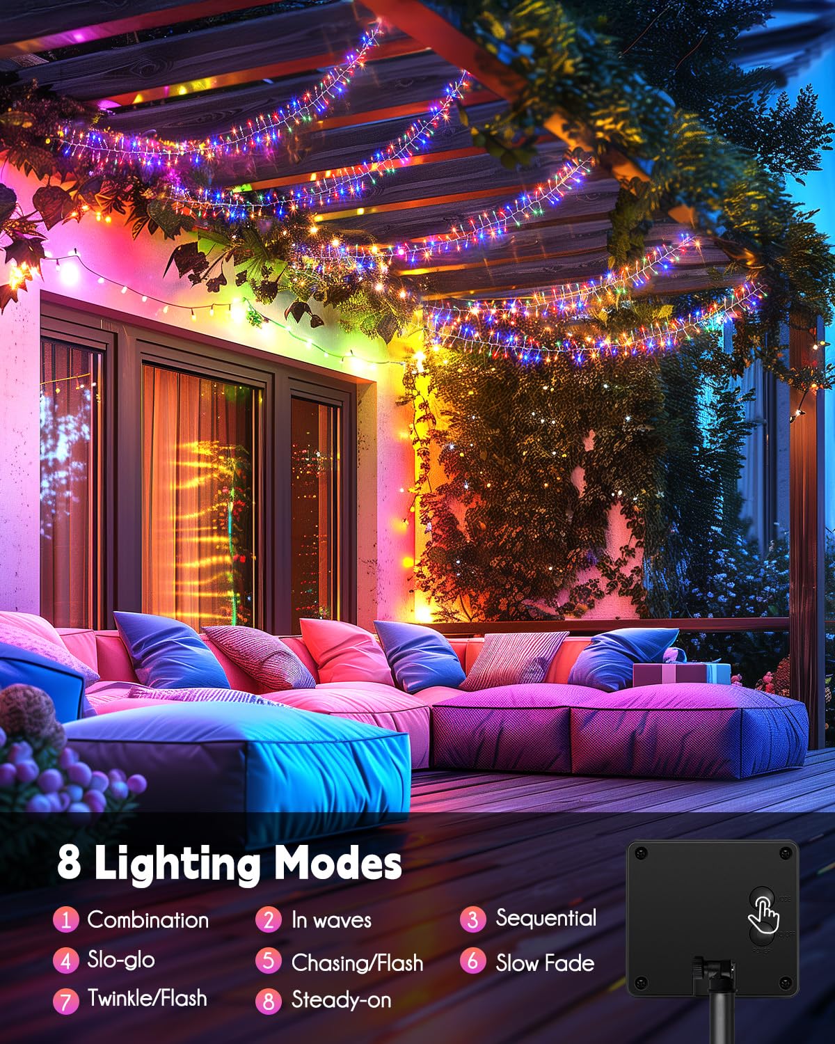 Foto 4 | Guirnalda De Luces Solares Brightown 480 Led, 12 M, Multicolor, Paquete De 2 - Venta Internacional.