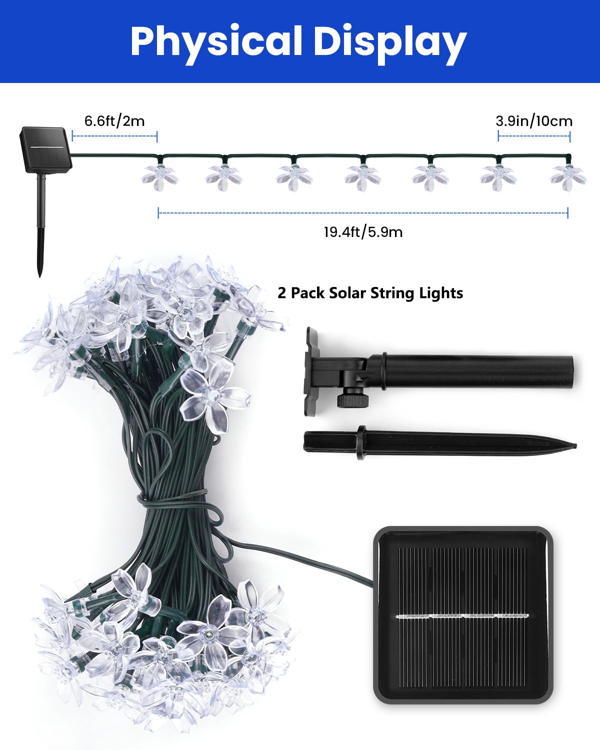 Foto 4 pulgar | Guirnalda De Luces Solares Brightown, 120 Led, 52 M, Azul, Paquete De 2 - Venta Internacional.