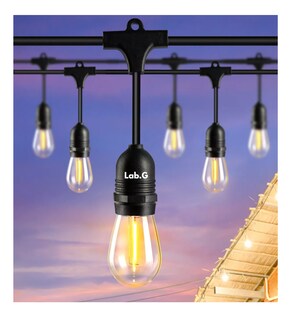 Foto 2 | Guirnalda De Luces 24 Focos Exterior Led Impermeable 14.6m Negro