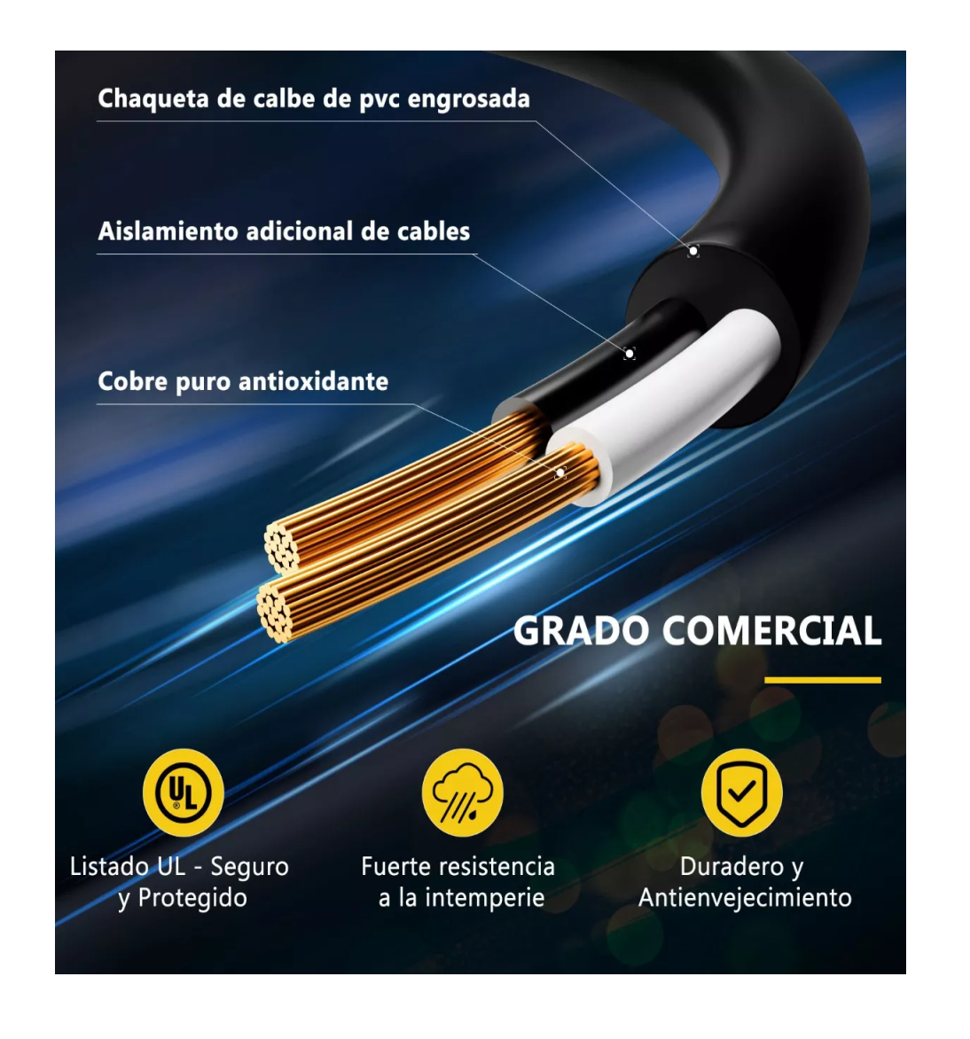 Foto 3 | Guirnalda De Luces 24 Focos Exterior Led Impermeable 14.6m Negro