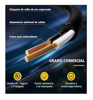 Foto 3 | Guirnalda De Luces 24 Focos Exterior Led Impermeable 14.6m Negro