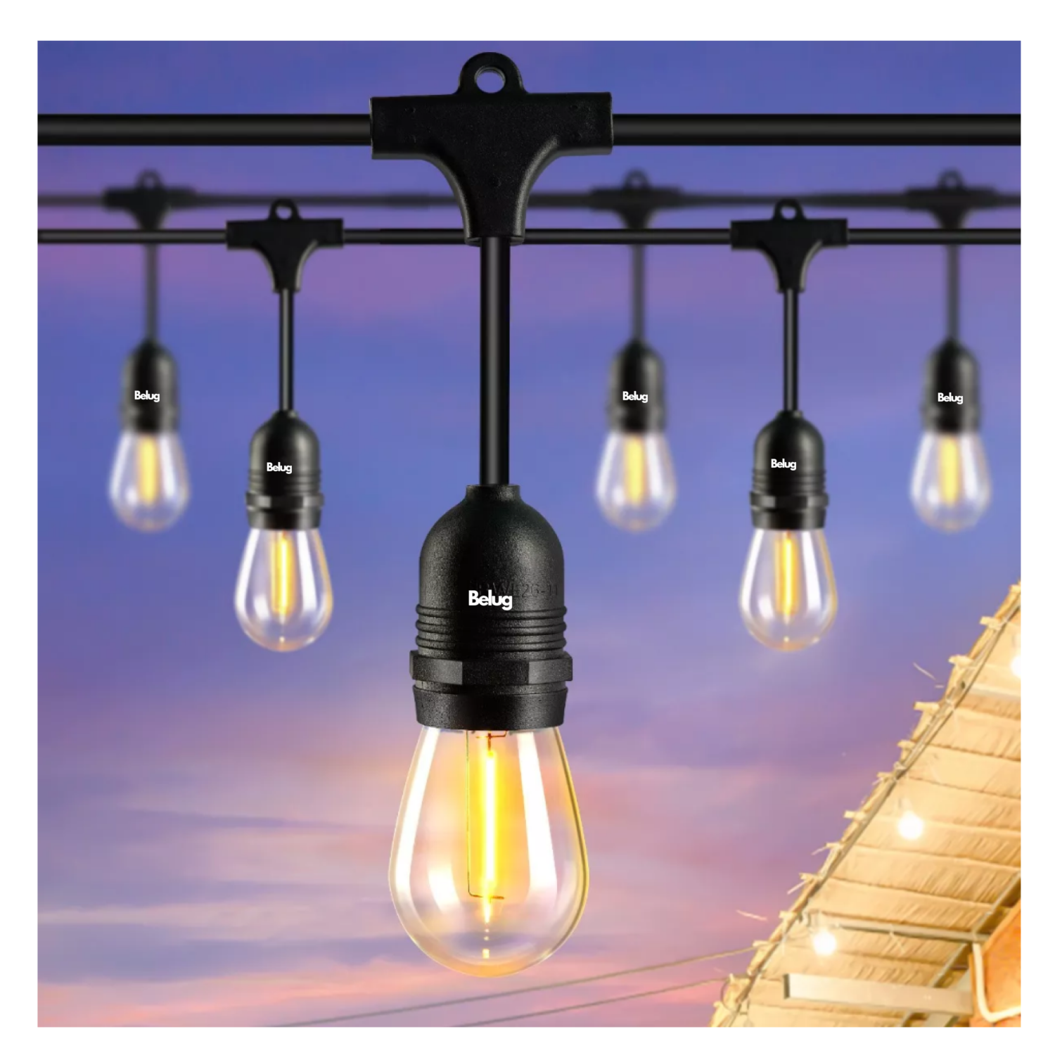 Foto 3 pulgar | Guirnalda De Luces 24 Focos Exterior Led Impermeable 14.6m, Belug Negro