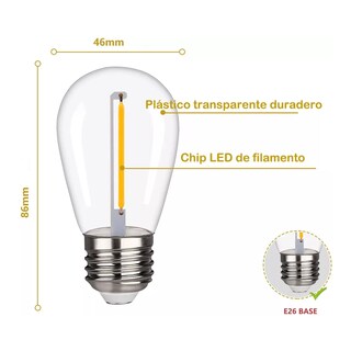 Foto 5 | Guirnalda De Luces 24 Focos Exterior Led Impermeable 14.6m, Belug Negro