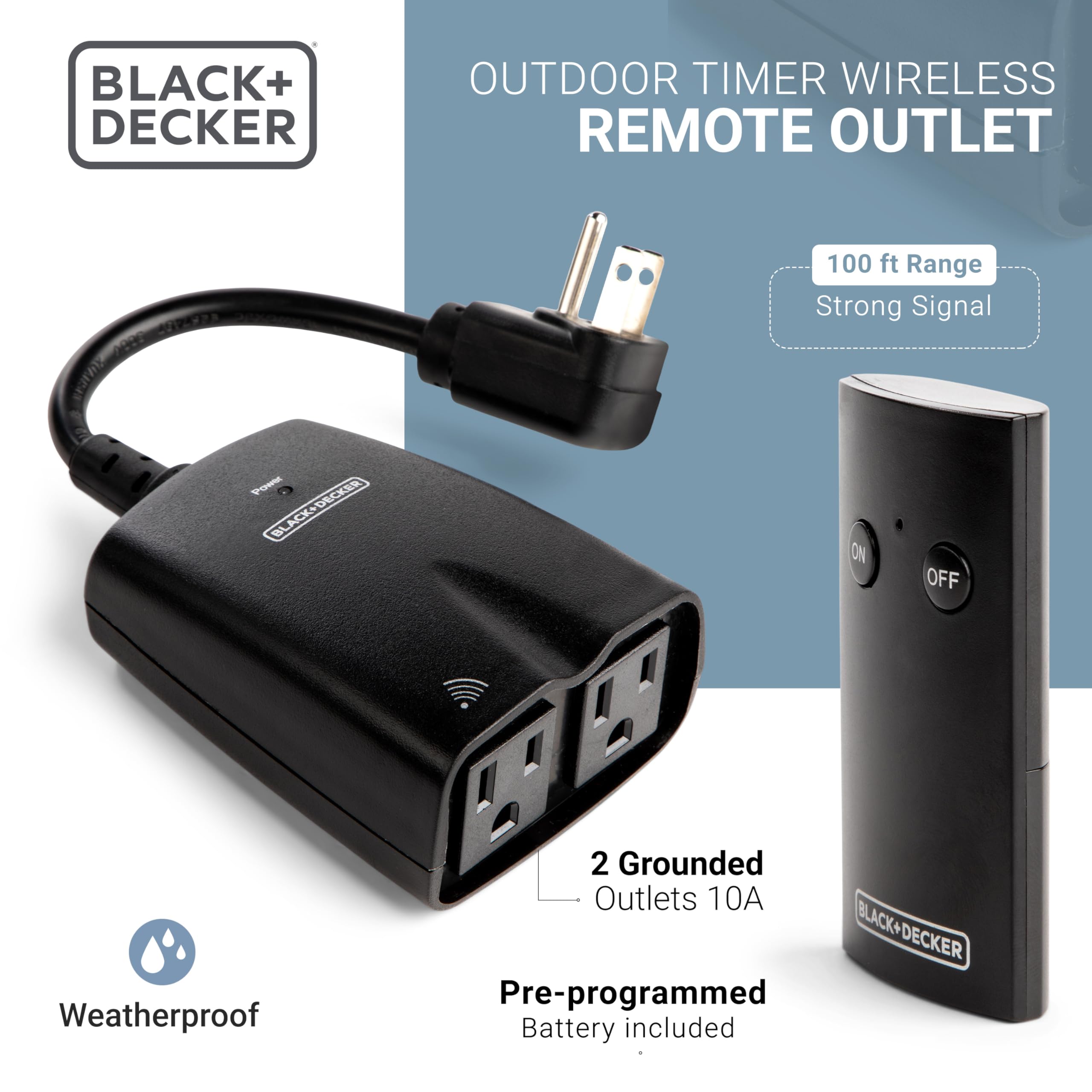 Foto 2 | Set De Enchufes Inalámbricos Para Exteriores Black+decker Con Control Remoto - Venta Internacional.