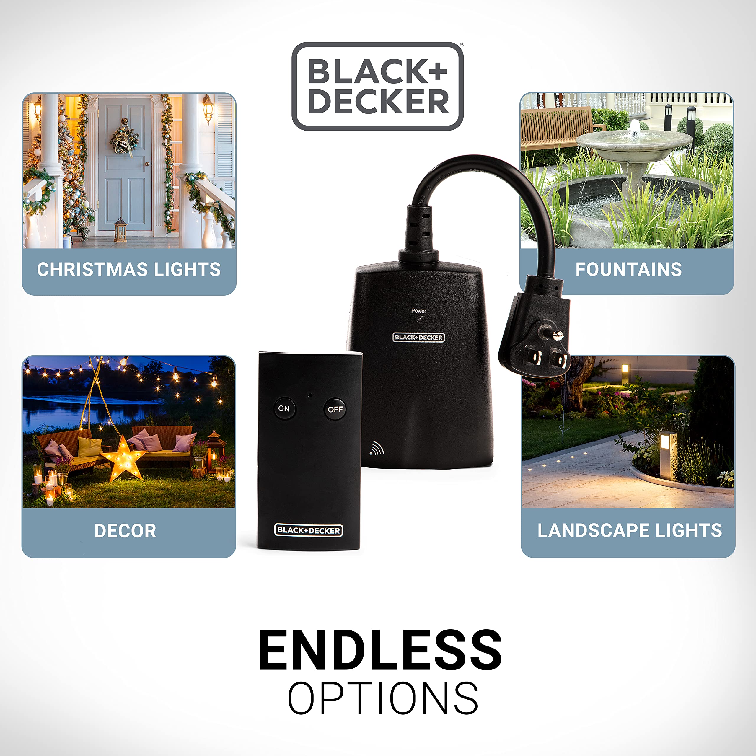 Foto 3 | Set De Enchufes Inalámbricos Para Exteriores Black+decker Con Control Remoto - Venta Internacional.