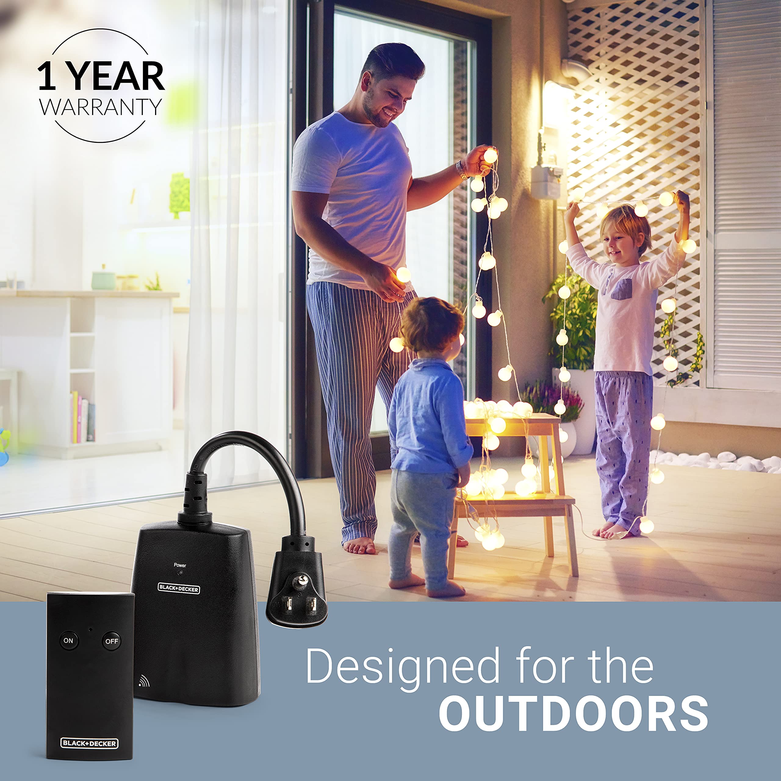 Foto 6 | Set De Enchufes Inalámbricos Para Exteriores Black+decker Con Control Remoto - Venta Internacional.