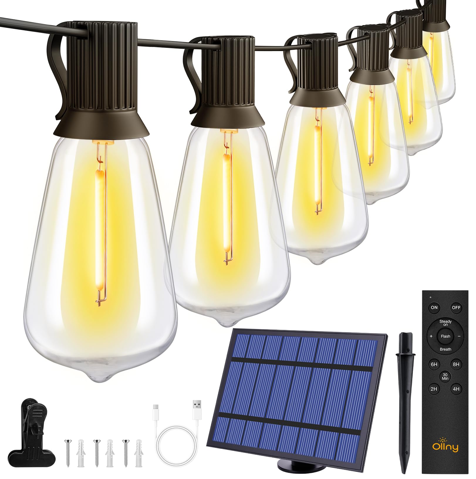 Cadena De Luces Solares Ollny St38 25+2 Led De 50 Pies Con Control Remoto - Venta Internacional. $1,233