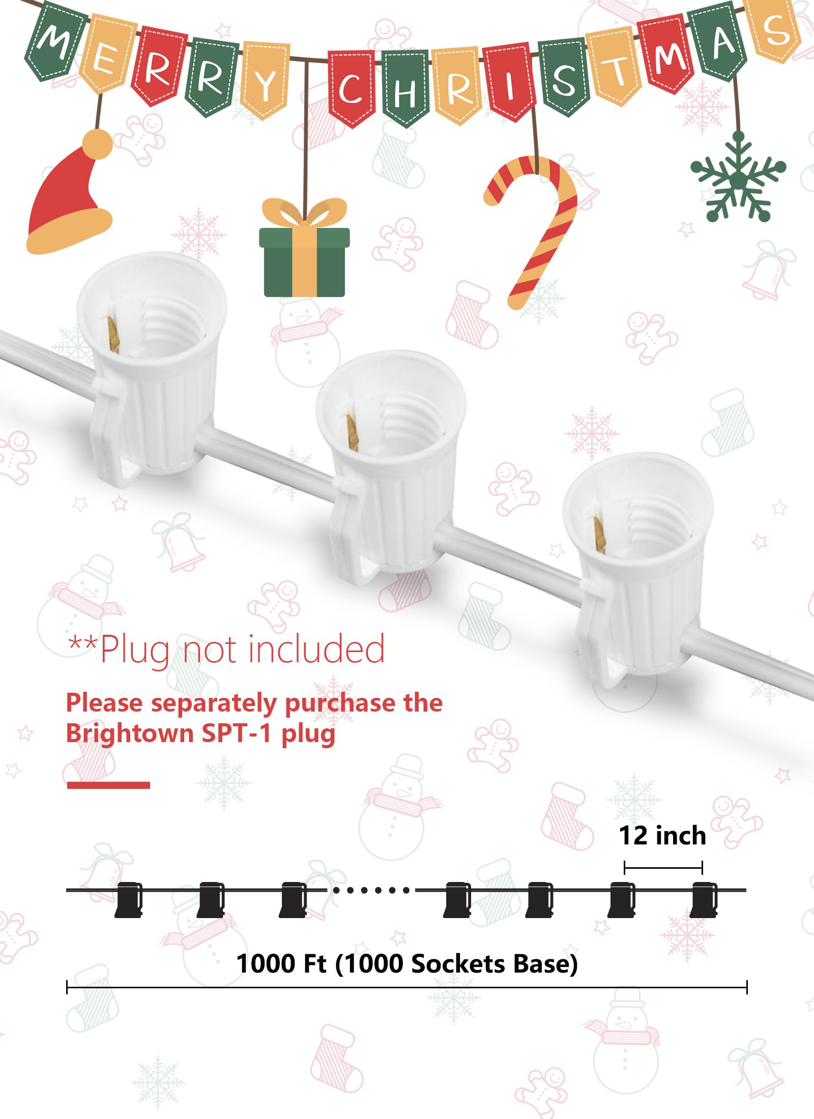 Foto 5 pulgar | Juego De Enchufes Para Luces Navideñas, 1000 Pies, C9/e17, De Calidad Comercial - Venta Internacional.