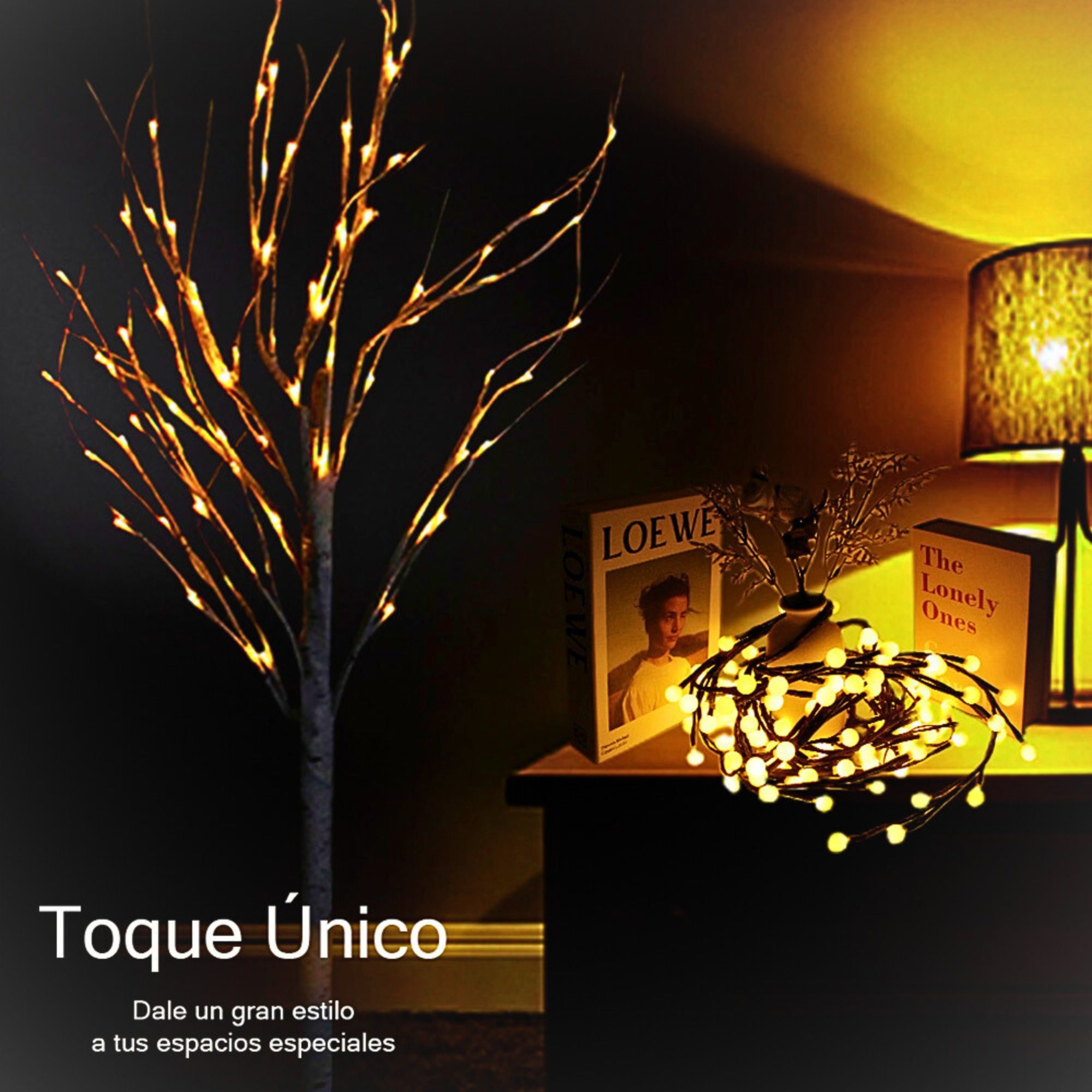 Foto 3 pulgar | Árbol Con Luces Led Para Decorar 120cm 72 Led Cinta De Flores Luz Cálida Usb Y Control Remoto
