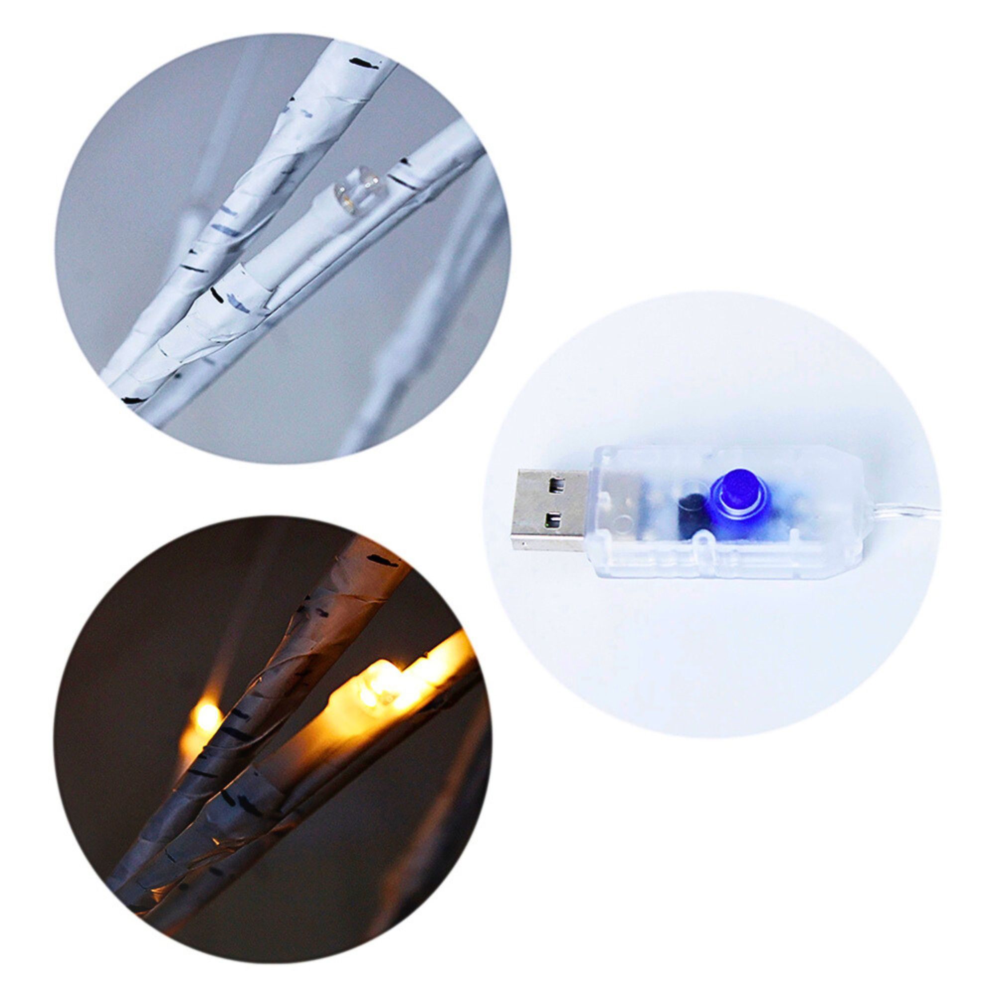 Foto 5 pulgar | Árbol Con Luces Led Para Decorar 120cm 72 Led Cinta De Flores Luz Cálida Usb Y Control Remoto