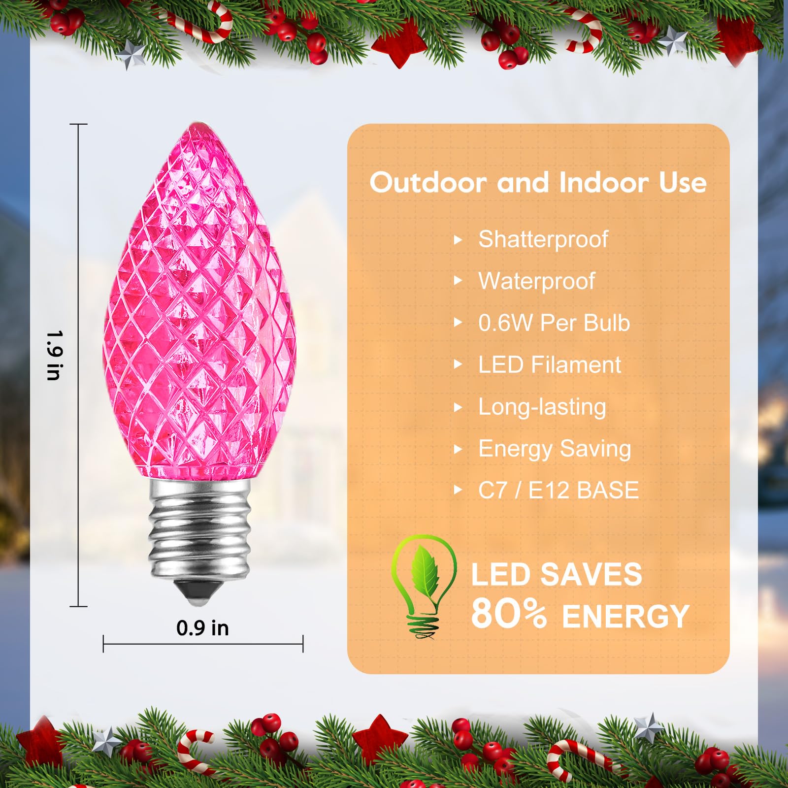 Foto 2 | Bombilla Led De Repuesto Brightown C7 Pink Christmas - Venta Internacional.