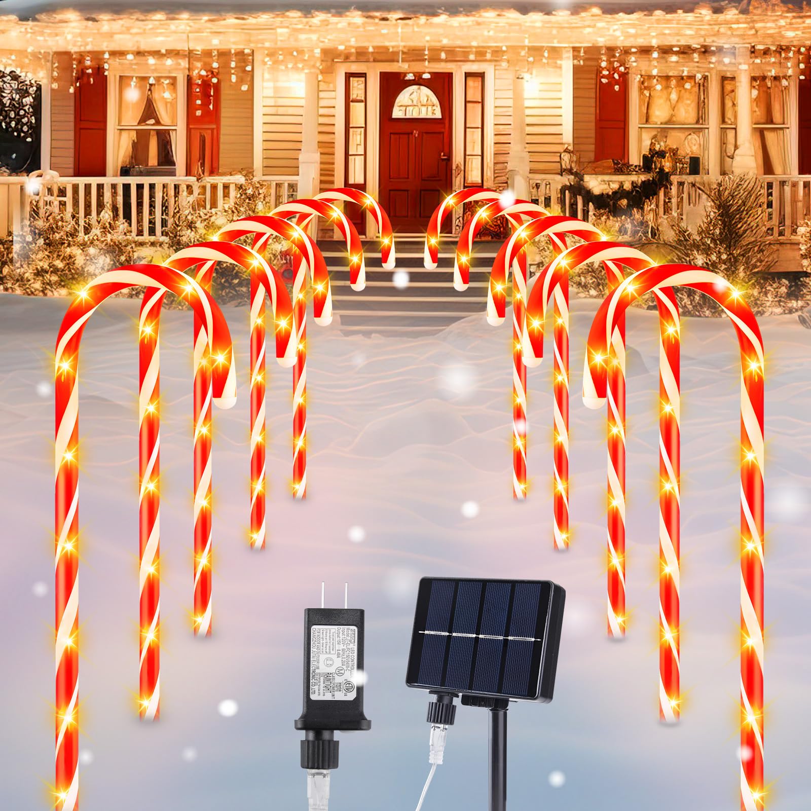 Luces Solares Y Eléctricas Brightown De Candy Cane, 28 Luces, 22 Cm - Venta Internacional. $1,377