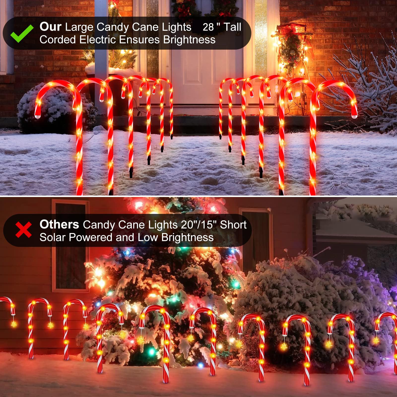 Foto 4 pulgar | Luces Solares Y Eléctricas Brightown De Candy Cane, 28 Luces, 22 Cm - Venta Internacional.