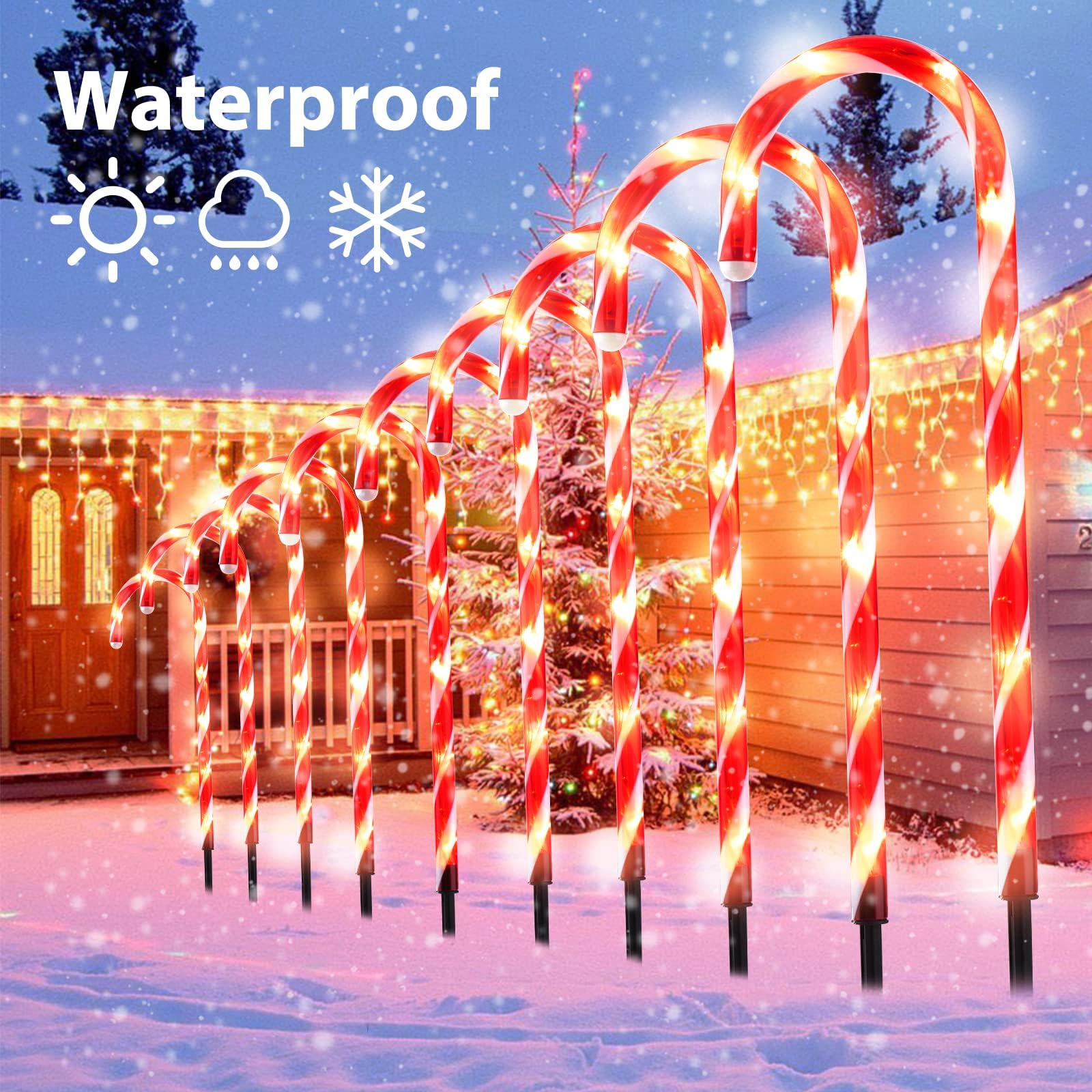 Foto 3 pulgar | Bastones De Caramelo Brightown Christmas Pathway Lights, 28 Cm, 10 Unidades - Venta Internacional.