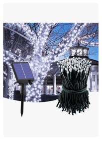 Foto 1 | Serie Navideña Solar Luces Decoraciones Exterior 100leds 12m Luces Blanco Series, Decoraciones Navideñas, Ado