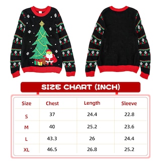 Foto 2 | Jersey Navideño Acekid Para Mujer Y Hombre, Negro Con Luces Led - Venta Internacional.