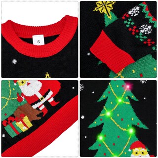 Foto 6 | Jersey Navideño Acekid Para Mujer Y Hombre, Negro Con Luces Led - Venta Internacional.