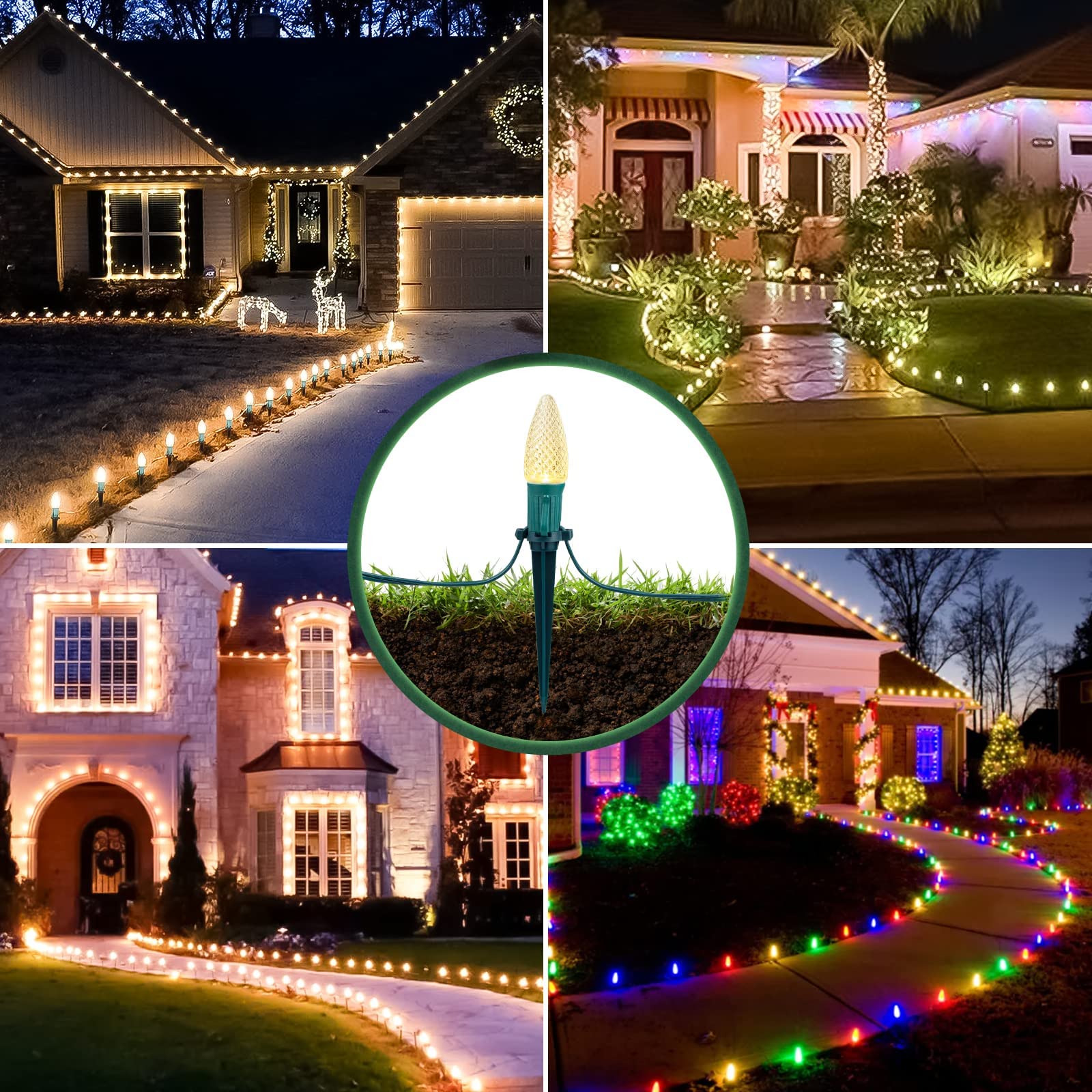 Foto 8 pulgar | Estacas De Jardín Navideñas Minetom De 4,5 Cm Para Luces Navideñas C7 Y C9 - Venta Internacional.