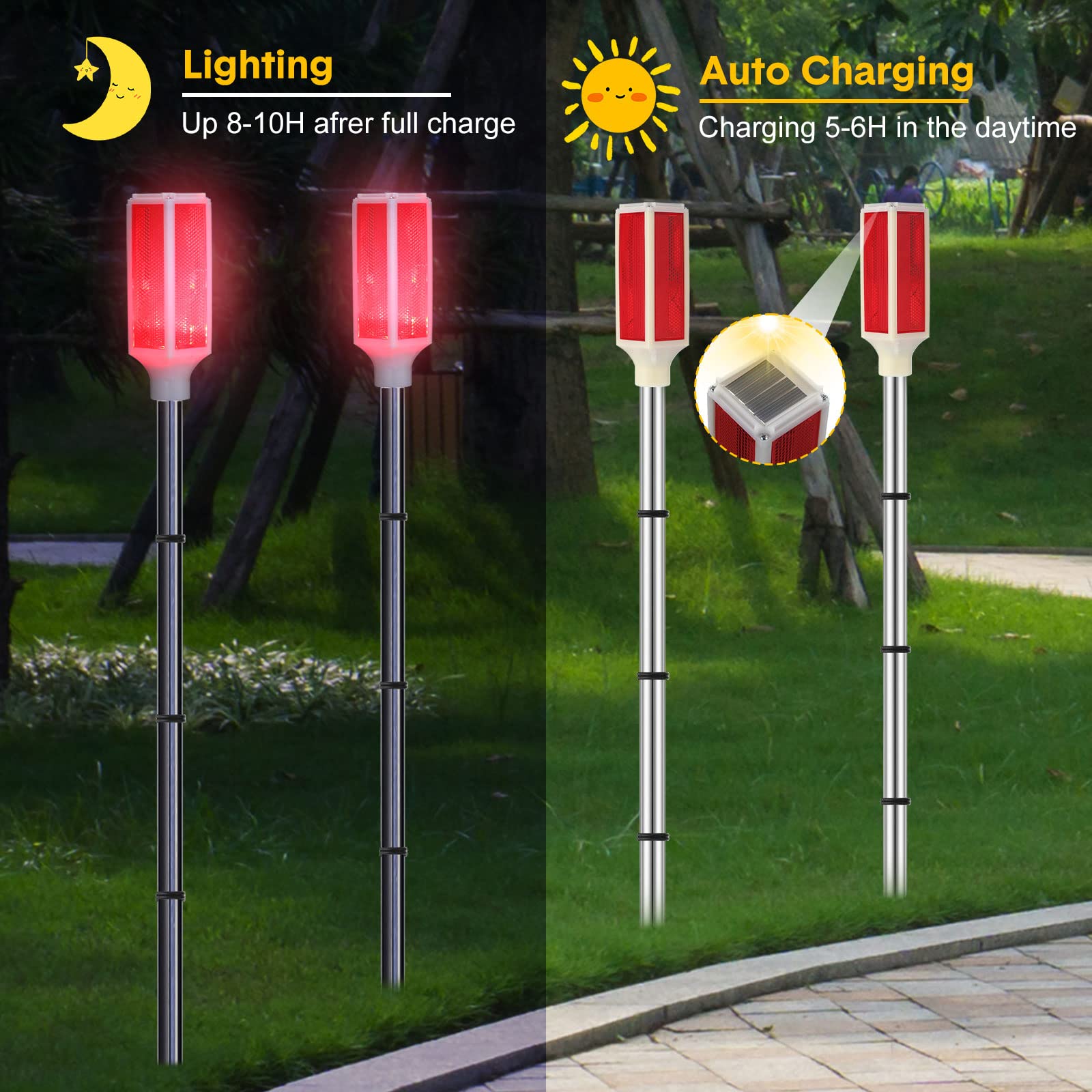 Foto 4 | Marcadores Macarrie Para Entradas, Alimentados Por Energía Solar, 95 Cm, Color Rojo (6 Unidades) - Venta Internacional.