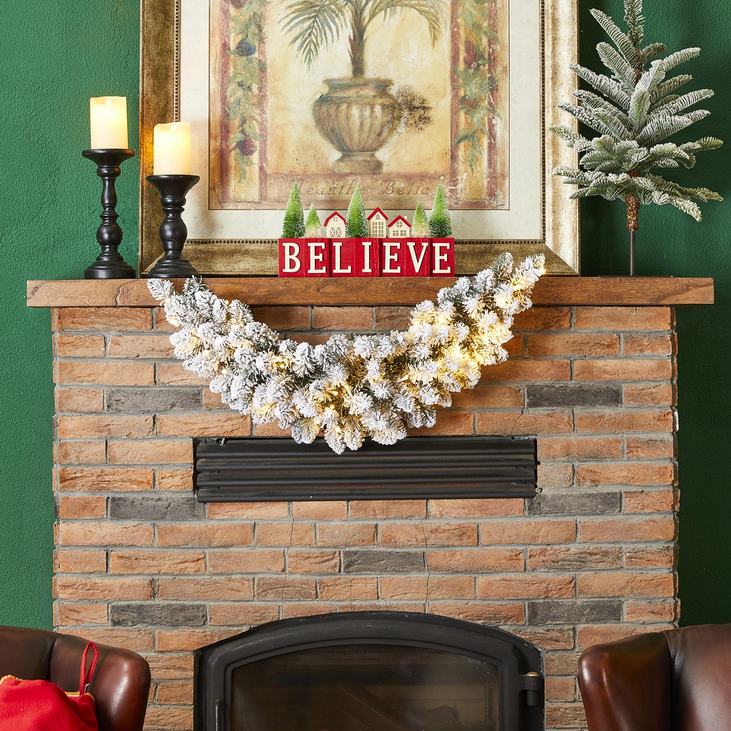 Foto 2 pulgar | Christmas Swag Glitzhome, 90 Cm, Preiluminado, Con 50 Led - Venta Internacional.