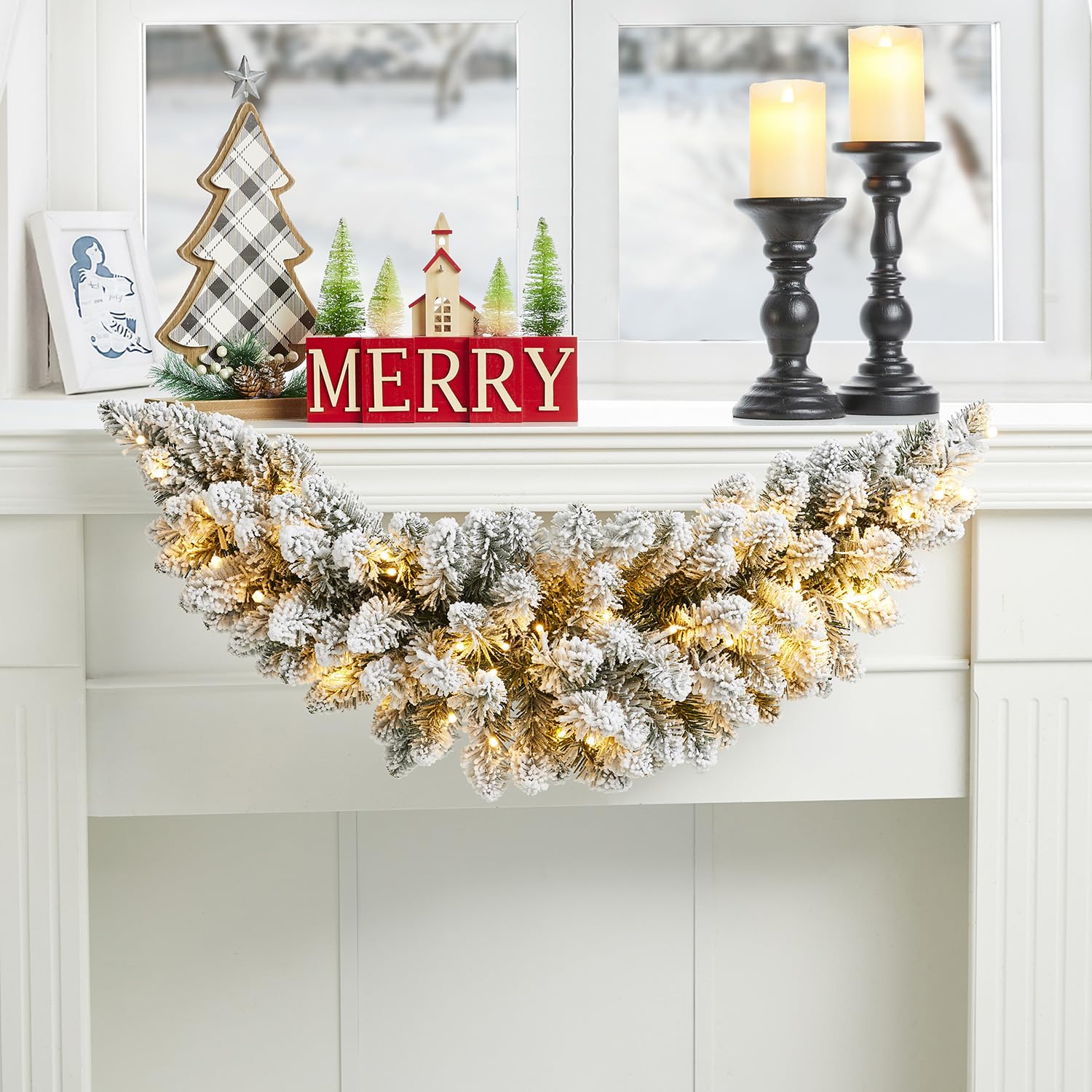 Foto 3 pulgar | Christmas Swag Glitzhome, 90 Cm, Preiluminado, Con 50 Led - Venta Internacional.