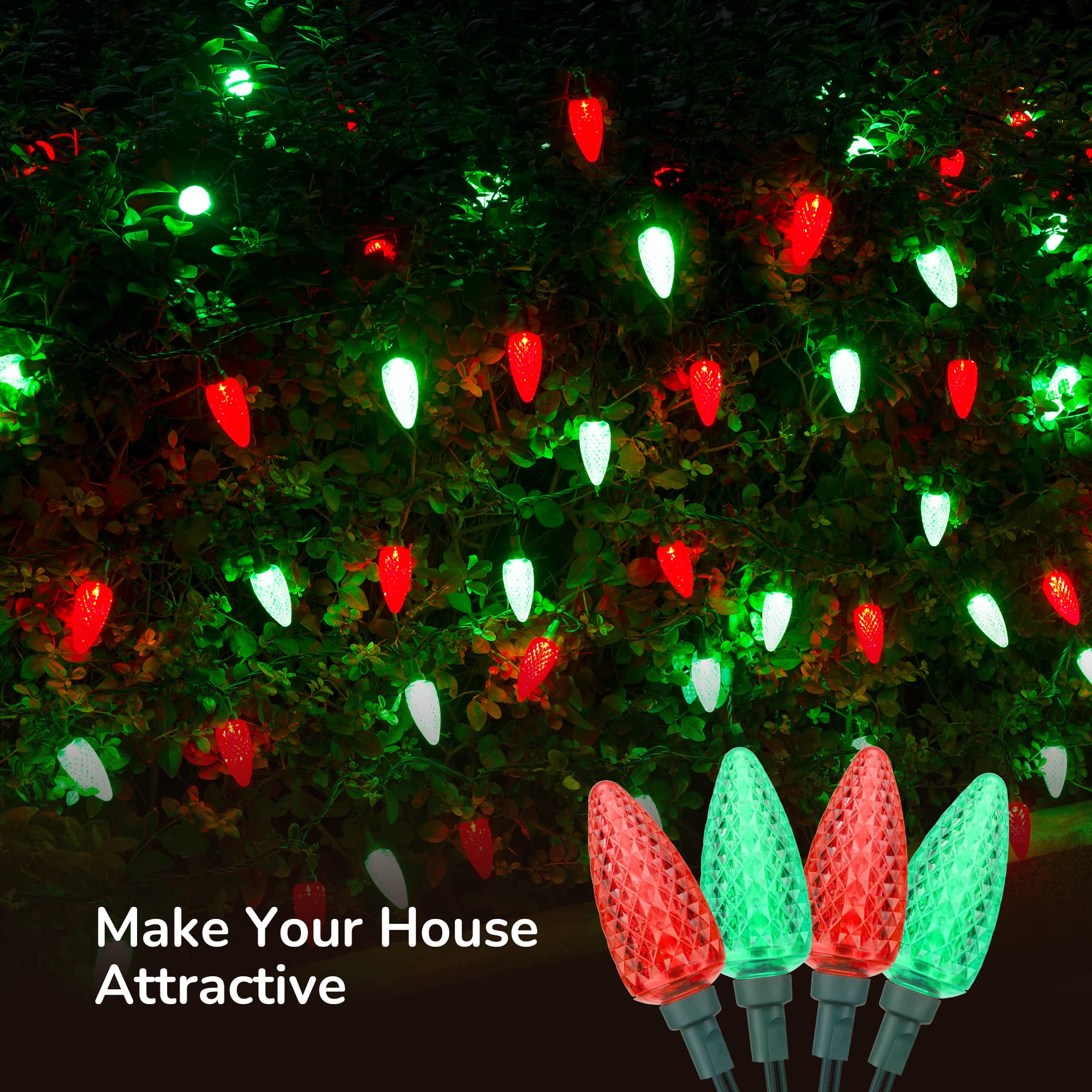 Foto 6 pulgar | Luces Navideñas Dewenwils C9, 33.3 Pies, 50 Led, Rojo Y Verde - Venta Internacional.