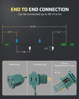 Foto 3 | Luces Navideñas Dewenwils C9 Led, 10 M, 50 Bombillas, Azul Y Blanco - Venta Internacional.
