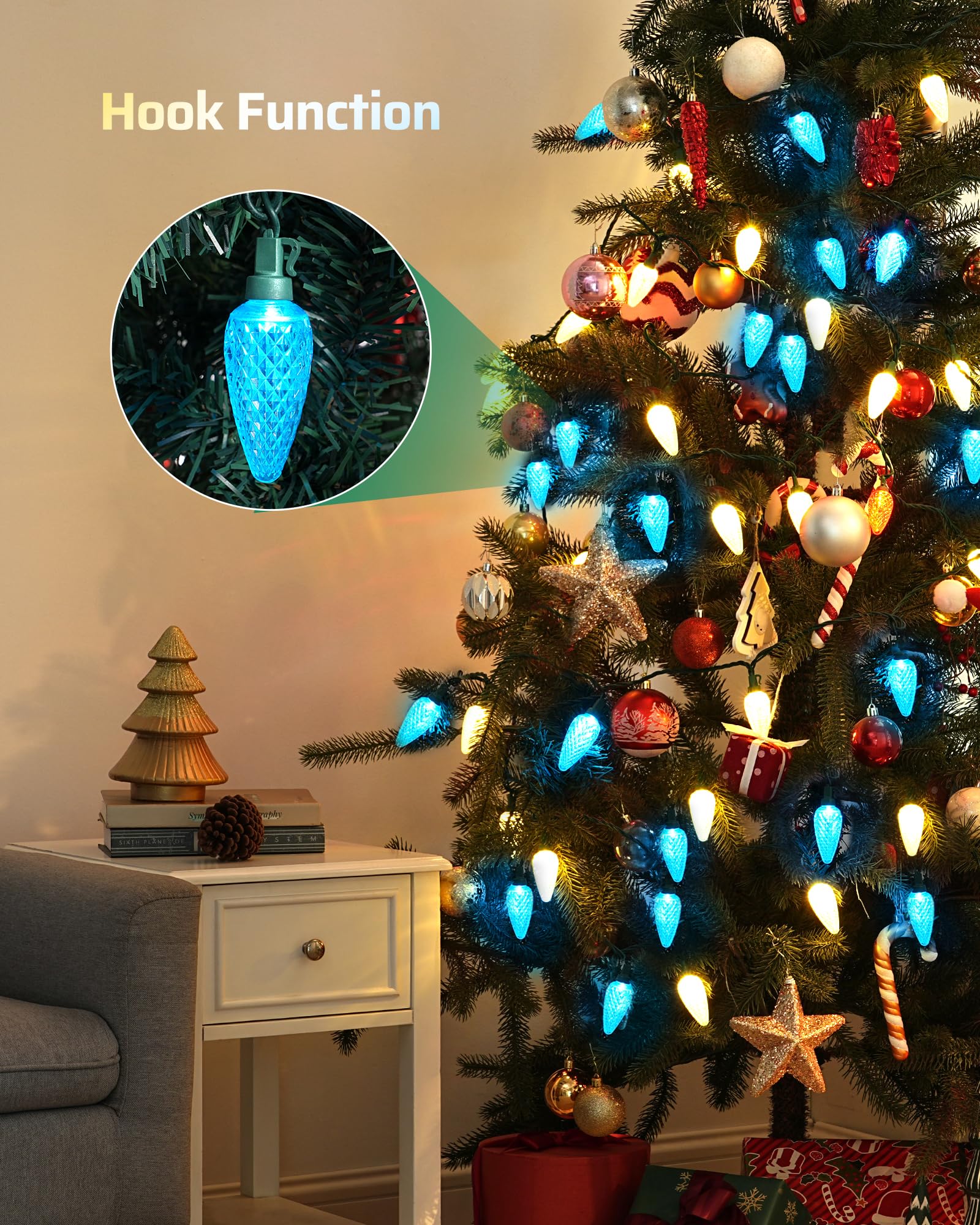 Foto 6 pulgar | Luces Navideñas Dewenwils C9 Led, 10 M, 50 Bombillas, Azul Y Blanco - Venta Internacional.