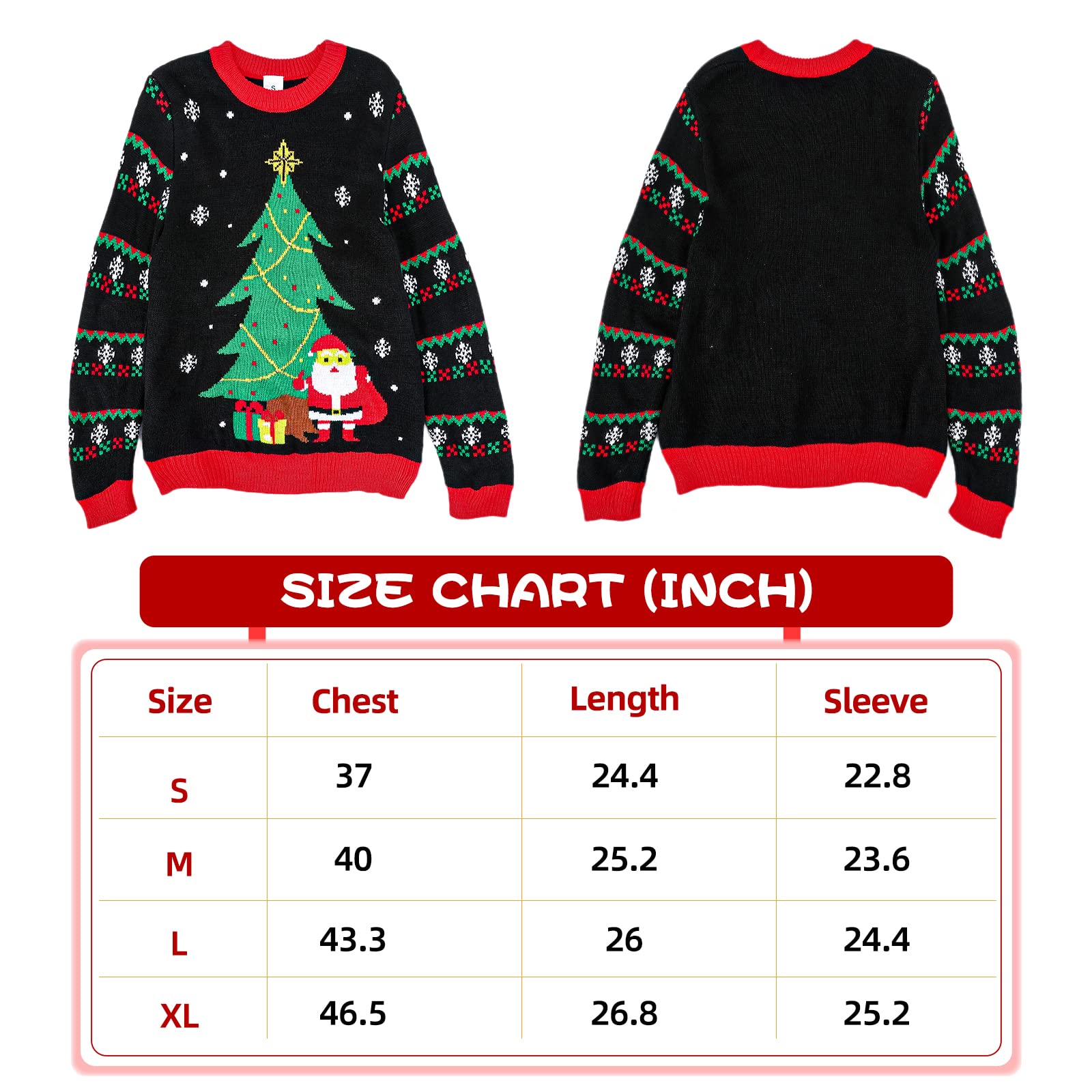 Foto 3 pulgar | Jersey Navideño Acekid Para Mujer Y Hombre, Negro Con Luces Led - Venta Internacional.