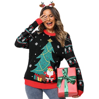 Foto 5 | Jersey Navideño Acekid Para Mujer Y Hombre, Negro Con Luces Led - Venta Internacional.