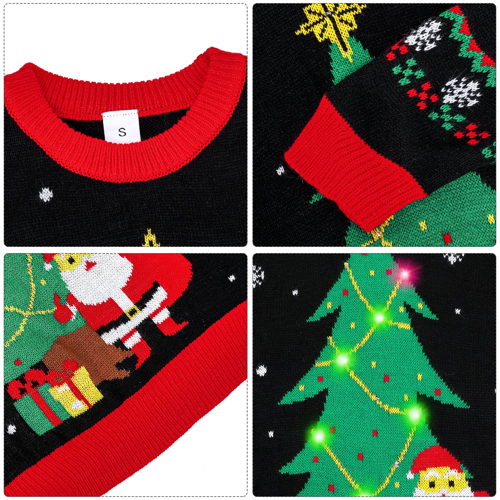 Foto 7 pulgar | Jersey Navideño Acekid Para Mujer Y Hombre, Negro Con Luces Led - Venta Internacional.