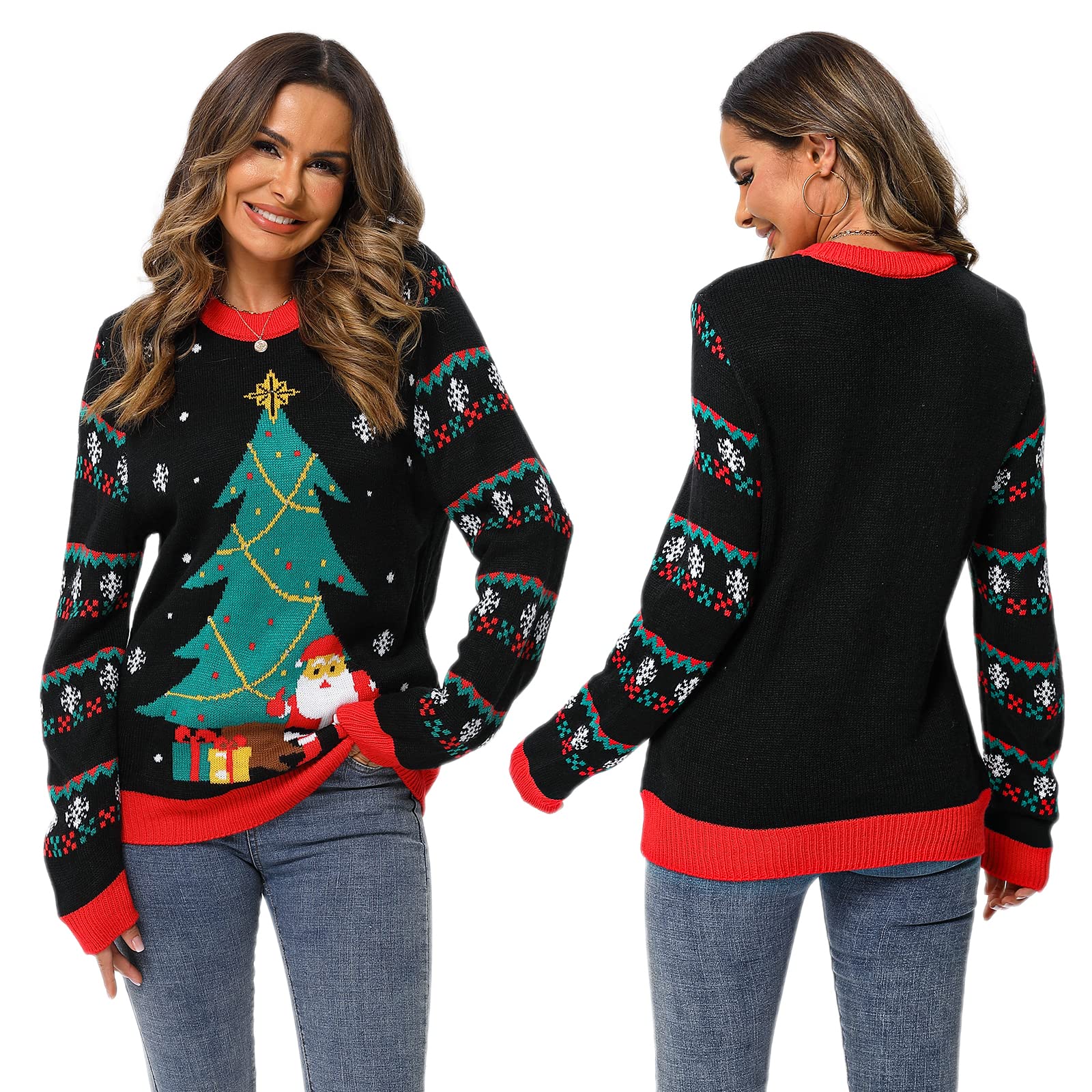 Foto 8 pulgar | Jersey Navideño Acekid Para Mujer Y Hombre, Negro Con Luces Led - Venta Internacional.