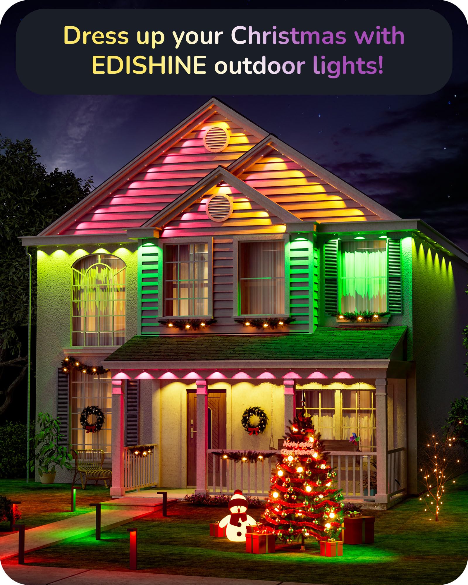 Foto 2 | Luces Navideñas Para Exteriores Edishine 120 Pies 80 Led Rgbw - Venta Internacional.