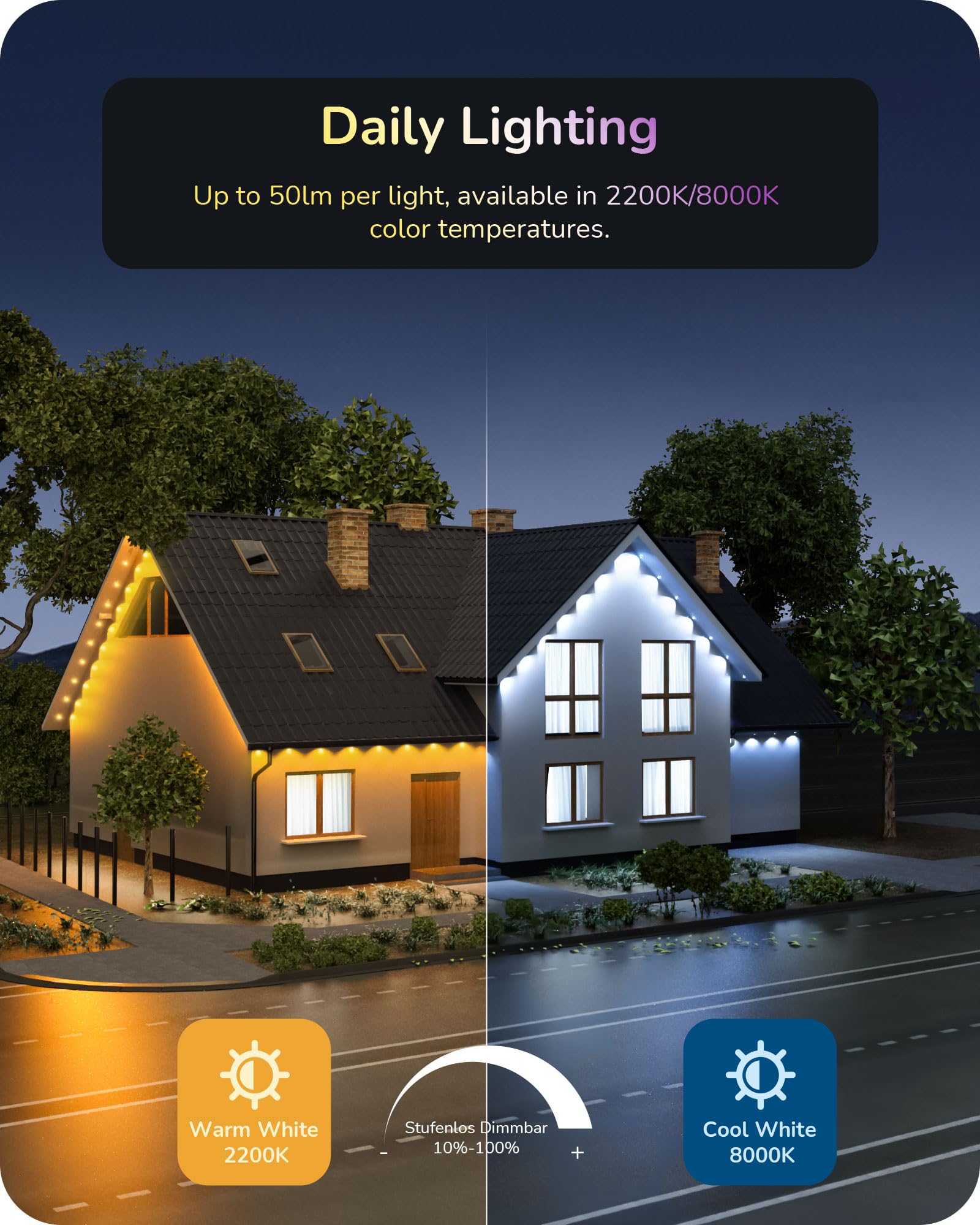 Foto 5 pulgar | Luces Navideñas Para Exteriores Edishine 120 Pies 80 Led Rgbw - Venta Internacional.