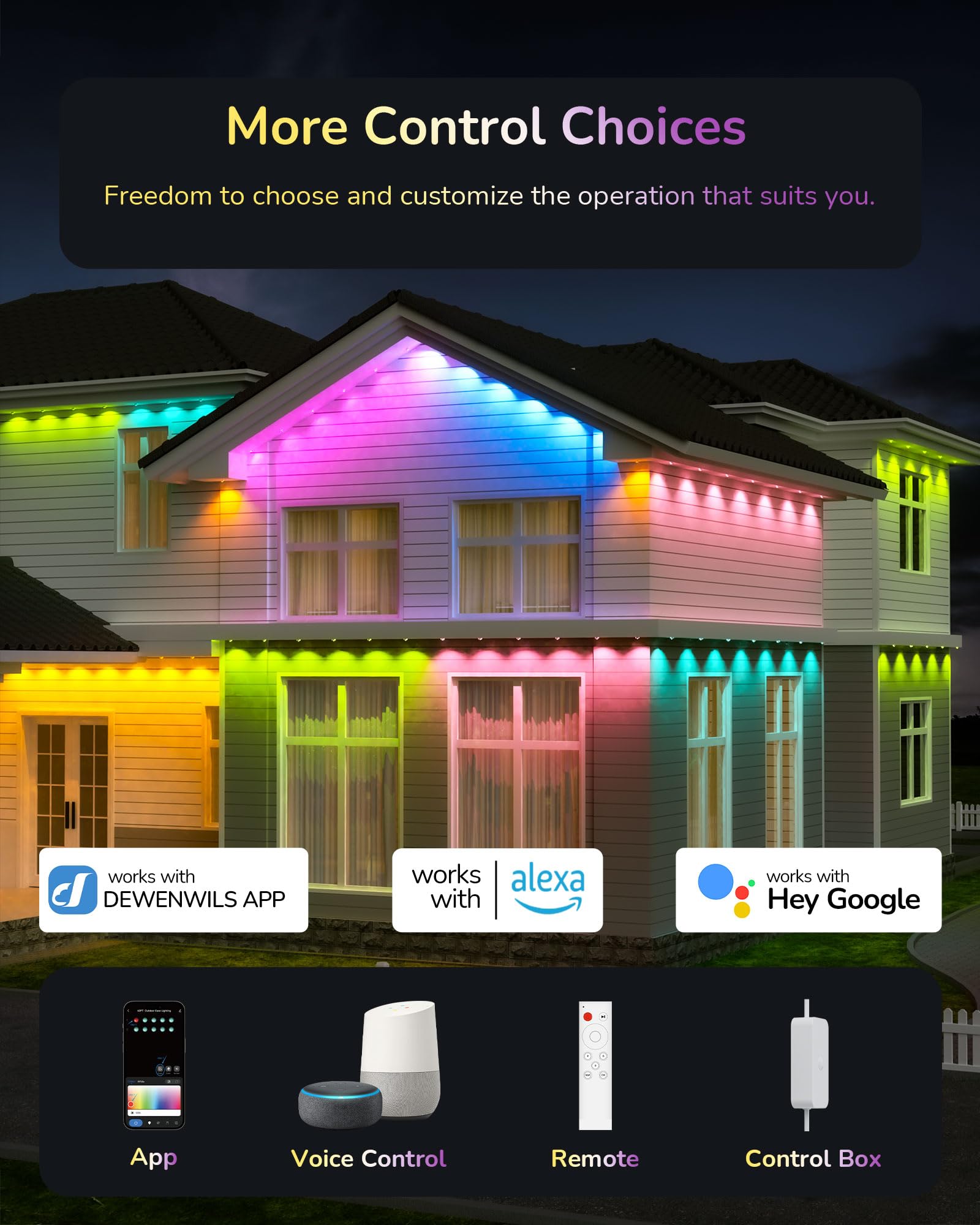 Foto 6 pulgar | Luces Navideñas Para Exteriores Edishine 120 Pies 80 Led Rgbw - Venta Internacional.