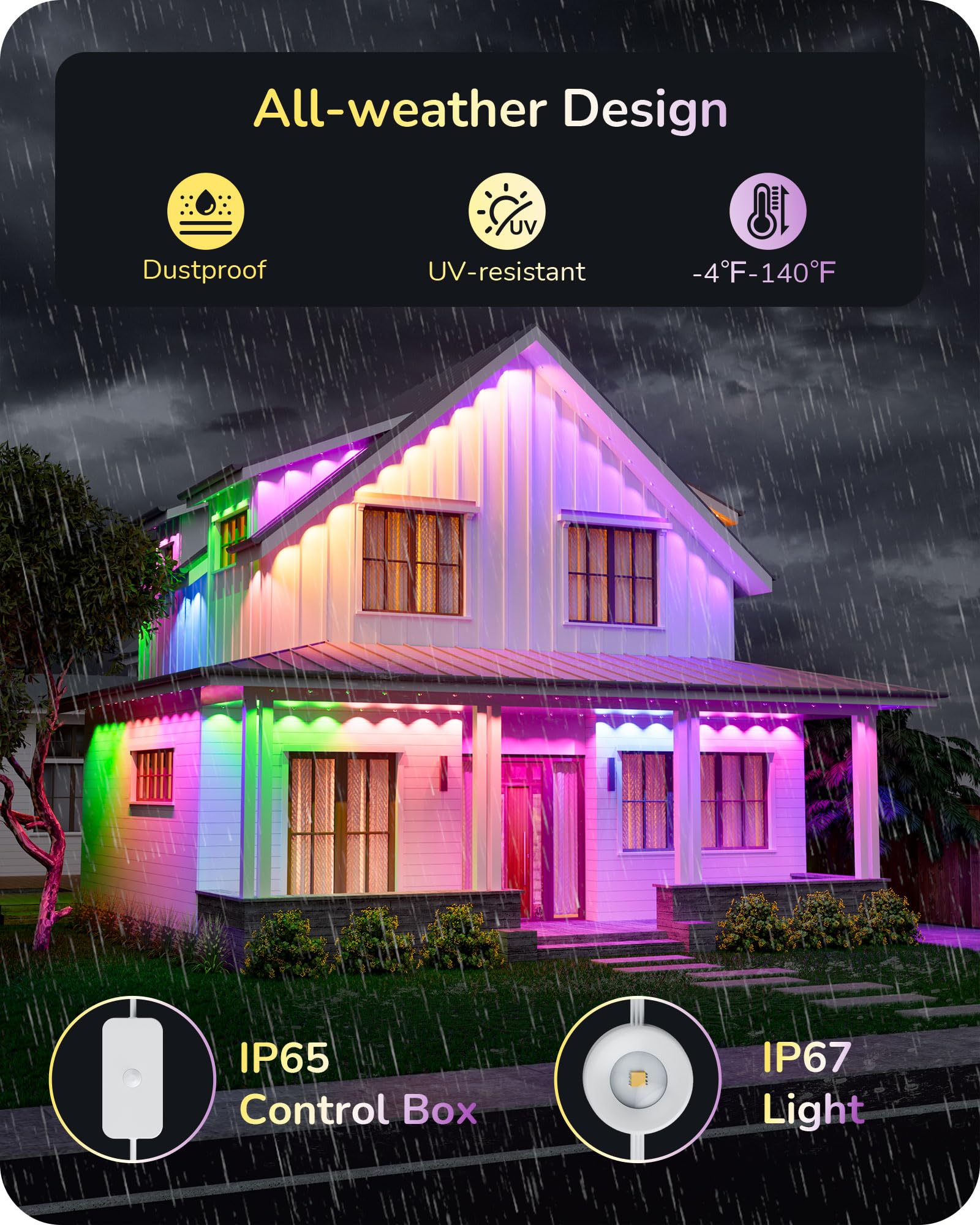 Foto 6 | Luces Navideñas Para Exteriores Edishine 120 Pies 80 Led Rgbw - Venta Internacional.